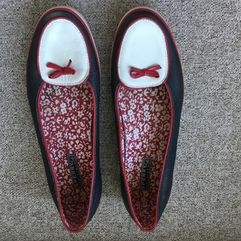 Sperry Red, White & Blue Leather Loafers 8.5M
